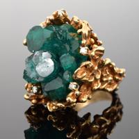 18K Gold Nugget, Diamond & Emerald Ring - Sold for $1,216 on 12-01-2022 (Lot 58).jpg